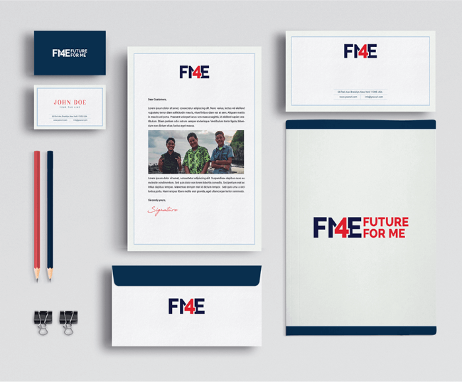 Branding example letterheads, business cards and documentation