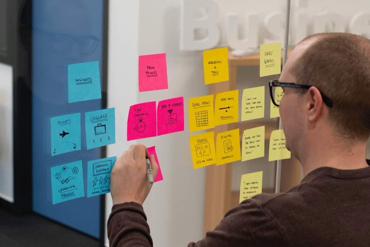 User experience journey mappign sticky notes with stephen